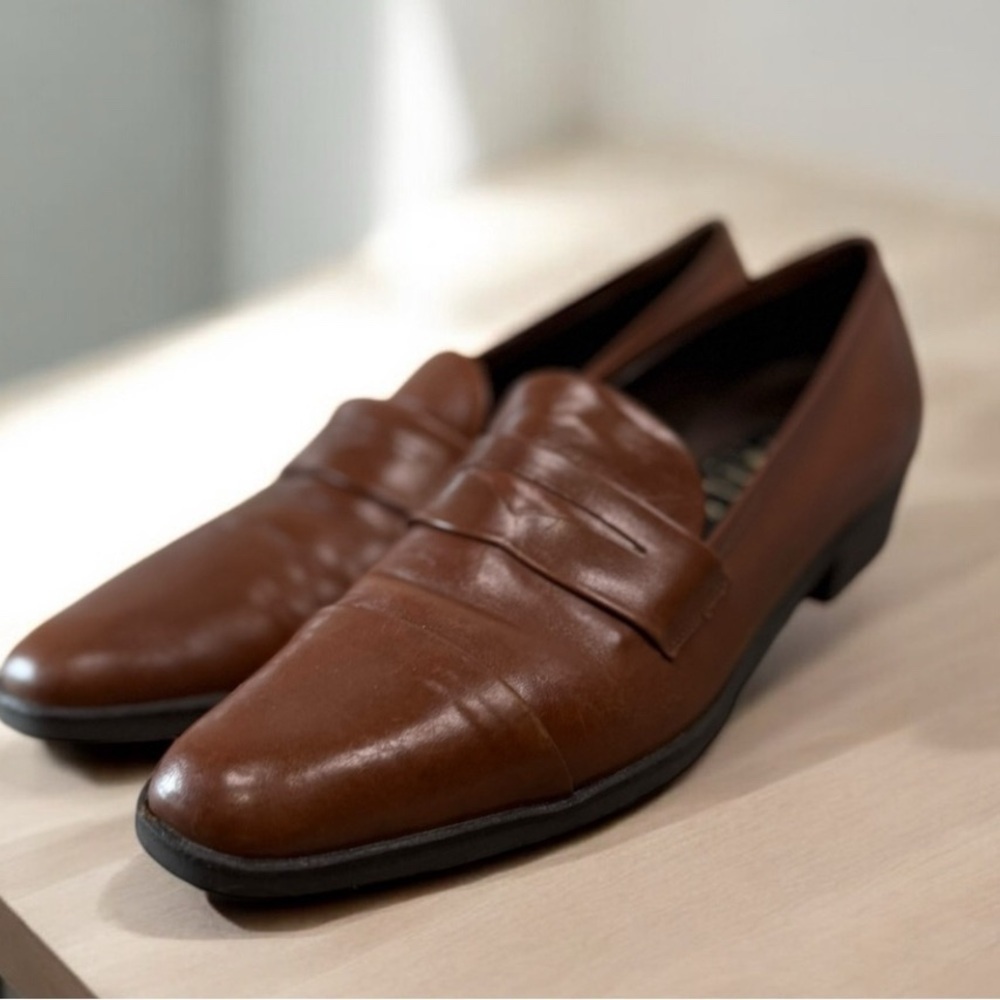 Amalfi Italy leather Brown dress shoes loafer Size 6 Brown Loafers Handmade - Picture 2 of 10